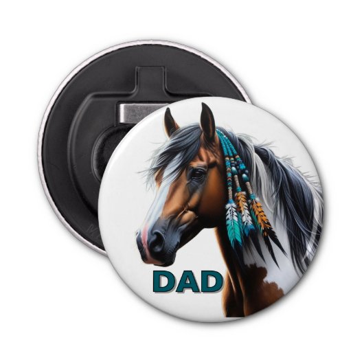 絵を描馬と先住民ビーズ 栓抜き (正面)