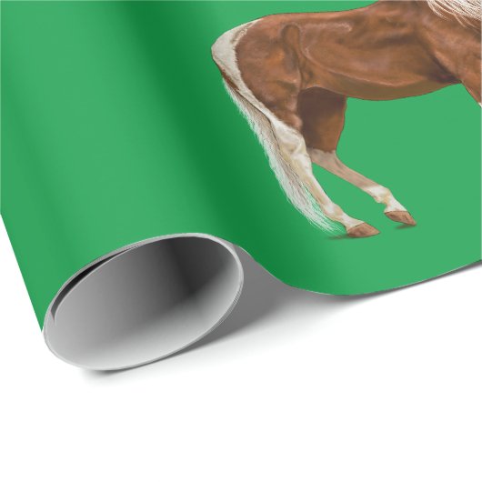 絵を描馬と赤いサンタハットのクリスマスラッピングパ ラッピングペーパー (ロールコーナー)