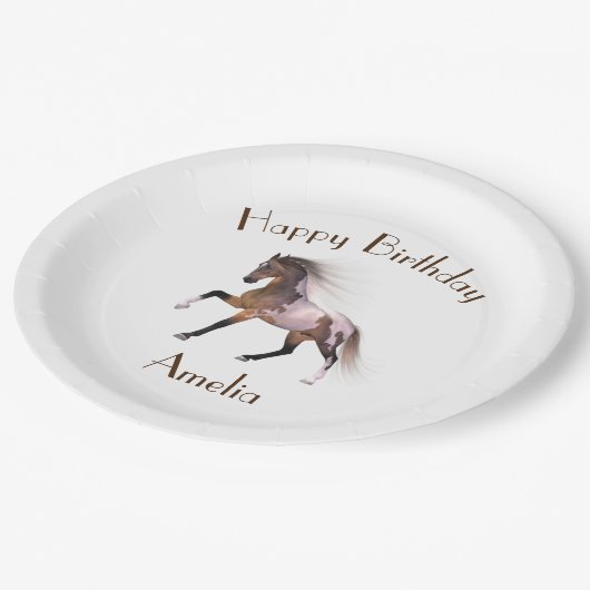 絵を描馬ハッピーバースデーカスタム紙プレート ペーパープレート (アングル)