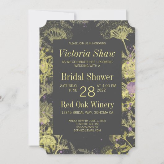 絵を描黄花ブライダルシャワー 招待状 (正面)