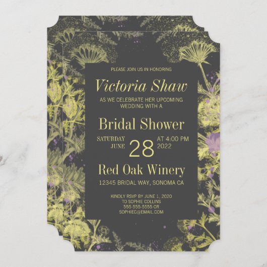 絵を描黄花ブライダルシャワー 招待状 (正面/裏面)