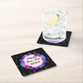 絵を描20xx年2008年11月20日Ribbon Night Sky Happy スクエアペーパーコースター (インサイチュ)