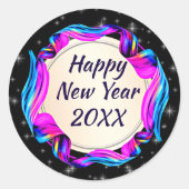 絵を描20xx年2008年11月20日Ribbon Night Sky Happy ラウンドシール (正面)