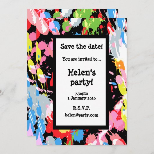 絵を描(ばちゃばちゃ)跳ねるが日付カードを保存 セーブザデート (正面/裏面)