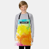 絵を描(ばちゃばちゃ)跳ねるアートオールオーバープリントエプロン エプロン (着用した状態)