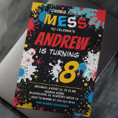 絵を描（ばちゃばちゃ）跳ねるアート誕生日パーティーへの招待 招待状