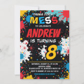 絵を描（ばちゃばちゃ）跳ねるアート誕生日パーティーへの招待 招待状 (正面)