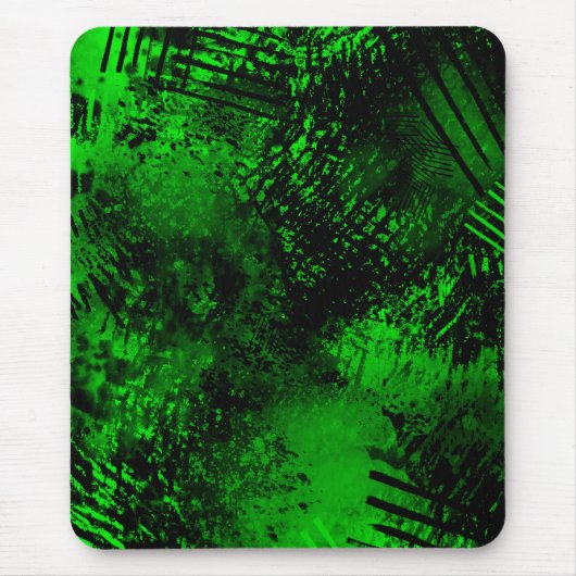 絵を描(ばちゃばちゃ)跳ねるエフェクト緑と黒 マウスパッド (正面)