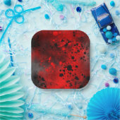 絵を描(ばちゃばちゃ)跳ねるエフェクト赤と黒 ペーパープレート (パーティー)