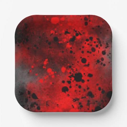 絵を描(ばちゃばちゃ)跳ねるエフェクト赤と黒 ペーパープレート (正面)