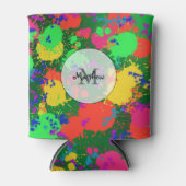 絵を描（ばちゃばちゃ）跳ねるオンシェードオブグリーンクーラーボックス 缶クーラー (正面)