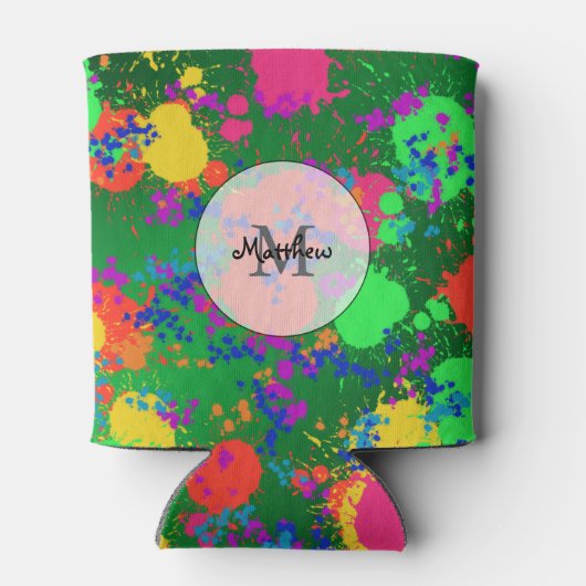 絵を描（ばちゃばちゃ）跳ねるオンシェードオブグリーンクーラーボックス 缶クーラー (裏面)