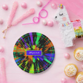 絵を描（ばちゃばちゃ）跳ねるカラフルネオンカスタム ペーパープレート (パーティー)