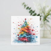 絵を描（ばちゃばちゃ）跳ねるクリスマスツリーのグリーティングカード シーズンカード (スタンド正面)