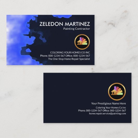 絵を描(ばちゃばちゃ)跳ねるシミ絵を描ーズ 名刺 (正面/裏面)