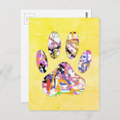 絵を描（ばちゃばちゃ）跳ねるドッグポープリントアート ポストカード (正面/裏面)