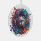 絵を描(ばちゃばちゃ)跳ねるニューフサークルオーナメント ガラスオーナメント (正面右)