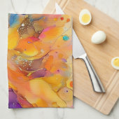 絵を描（ばちゃばちゃ）跳ねるパターン2 キッチンタオル (四つ折り)