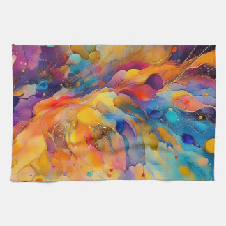 絵を描（ばちゃばちゃ）跳ねるパターン2 キッチンタオル