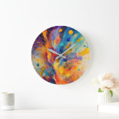 絵を描(ばちゃばちゃ)跳ねるパターン2 ラージ壁時計 (ホーム)