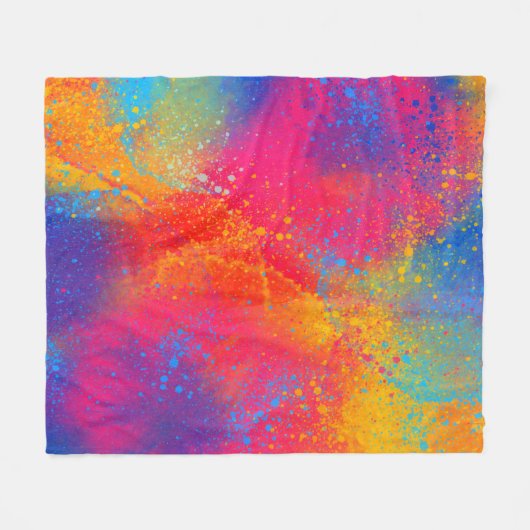絵を描(ばちゃばちゃ)跳ねるフリースブランケット フリースブランケット (正面(横))