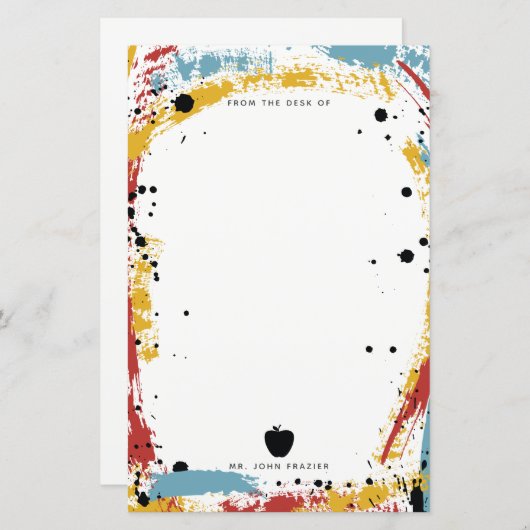 絵を描（ばちゃばちゃ）跳ねるブラシストロークApple先生 (正面/裏面)