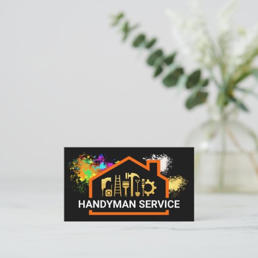 絵を描（ばちゃばちゃ）跳ねるホームフレーム手利師 名刺 (スタンド正面)