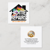 絵を描(ばちゃばちゃ)跳ねるホーム修理建物 スクエア名刺 (正面/裏面)