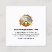 絵を描(ばちゃばちゃ)跳ねるホーム修理建物 スクエア名刺 (裏面)