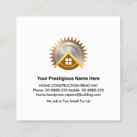 絵を描(ばちゃばちゃ)跳ねるホーム修理建物 スクエア名刺 (裏面)