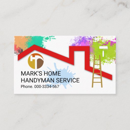 絵を描（ばちゃばちゃ）跳ねるホーム画家 名刺 (正面)