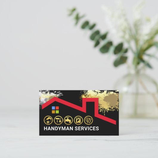 絵を描(ばちゃばちゃ)跳ねるルーフトップ建物 名刺 (スタンド正面)