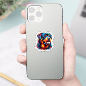 絵を描(ばちゃばちゃ)跳ねるロットワイラー シール (スマートフォン)