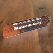 絵を描（ばちゃばちゃ）跳ねる効果オレンジとブラック デスクネームプレート (側面)