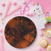 絵を描(ばちゃばちゃ)跳ねる効果オレンジとブラック ペーパープレート (パーティー)