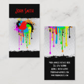 絵を描（ばちゃばちゃ）跳ねる名グランジ刺 名刺 (正面/裏面)