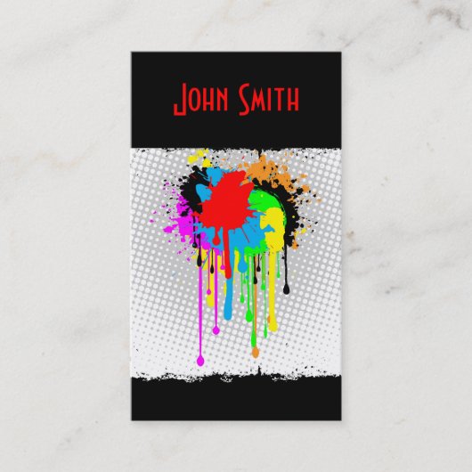 絵を描（ばちゃばちゃ）跳ねる名グランジ刺 名刺 (正面)