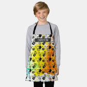 絵を描(ばちゃばちゃ)跳ねる手刷りオールオーバープリントエプロン エプロン (着用した状態)