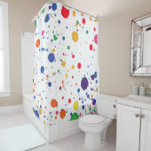 絵を描（ばちゃばちゃ）跳ねる抽象芸術 シャワーカーテン (インサイチュ)