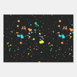 絵を描（ばちゃばちゃ）跳ねる抽象芸術 ラッピングペーパーシート