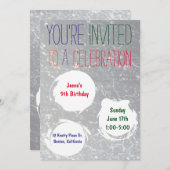 絵を描(ばちゃばちゃ)跳ねる招待状 |子カラフルパーティー 招待状 (正面/裏面)