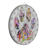 絵を描（ばちゃばちゃ）跳ねる犬のポープリント ダーツボード (正面左)