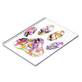 絵を描(ばちゃばちゃ)跳ねる犬のポープリント ノートブック (左側)