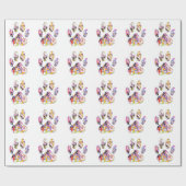 絵を描（ばちゃばちゃ）跳ねる犬のポープリント ラッピングペーパー (フラット)