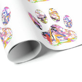 絵を描（ばちゃばちゃ）跳ねる犬のポープリント ラッピングペーパー (ロールコーナー)