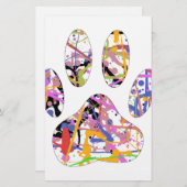 絵を描(ばちゃばちゃ)跳ねる犬のポープリント 便箋 (正面/裏面)