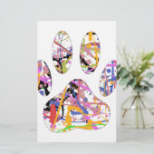 絵を描(ばちゃばちゃ)跳ねる犬のポープリント 便箋 (スタンド正面)