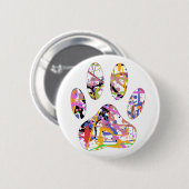 絵を描(ばちゃばちゃ)跳ねる犬のポープリント 缶バッジ (正面&裏面)