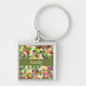 絵を描(ばちゃばちゃ)跳ねる秋の色離れ抽象芸術 キーホルダー (正面)