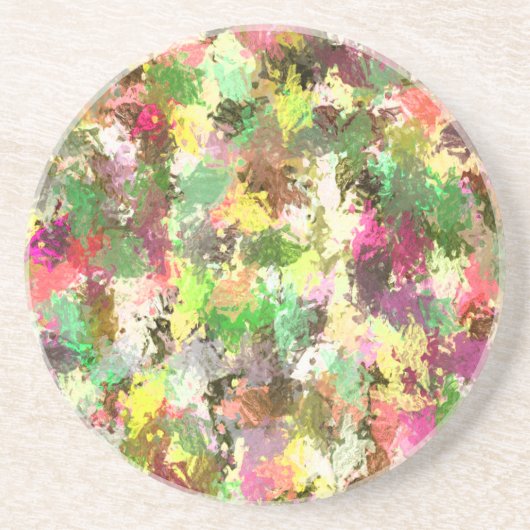 絵を描(ばちゃばちゃ)跳ねる秋の色離れ抽象芸術 コースター (正面)